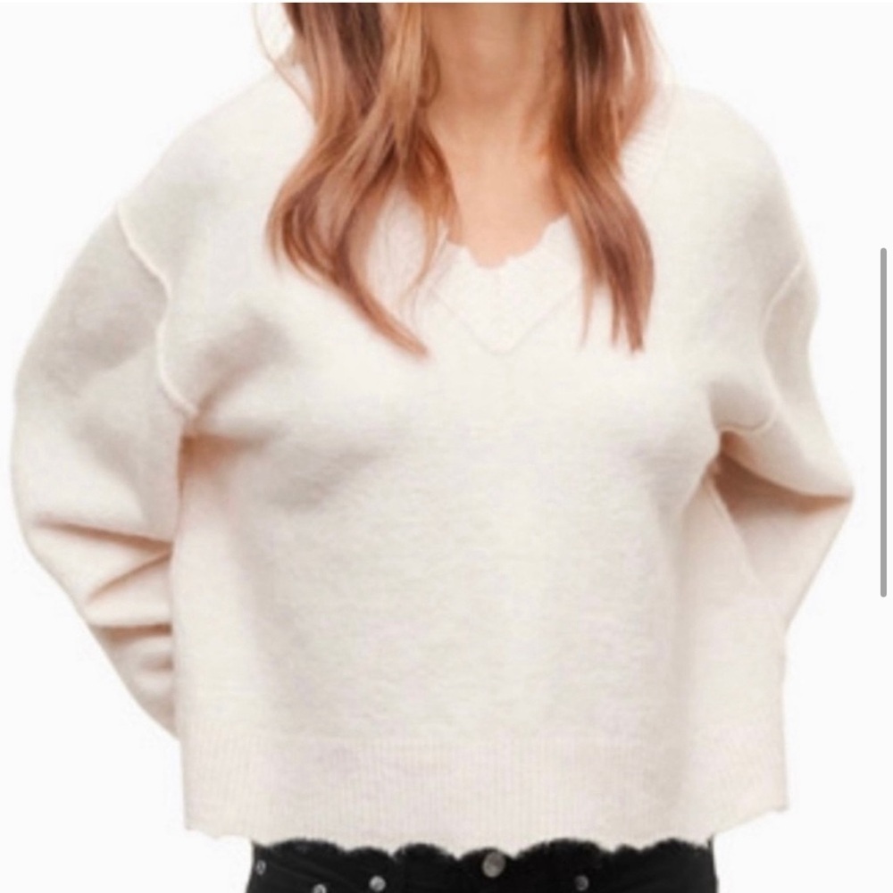 Wilfred Free Krause V Neck Knit Sweater Oversized Cream